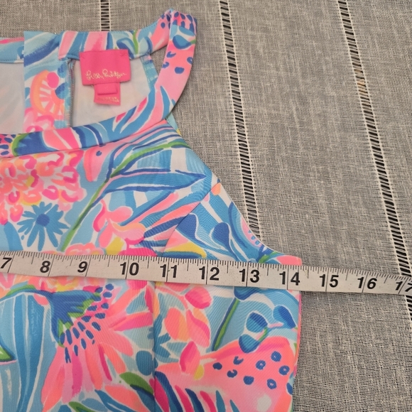 Lilly Pulitzer Girls Dress Size 12 Floral High Neck Scallop Hem - Picture 4 of 9